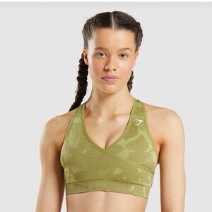 Gymshark seamless Green army print Sports Bra